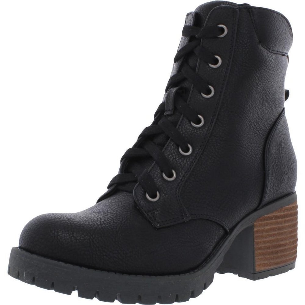 Steve Madden Womens Gianina Black Lace-Up Boot Shoes 10